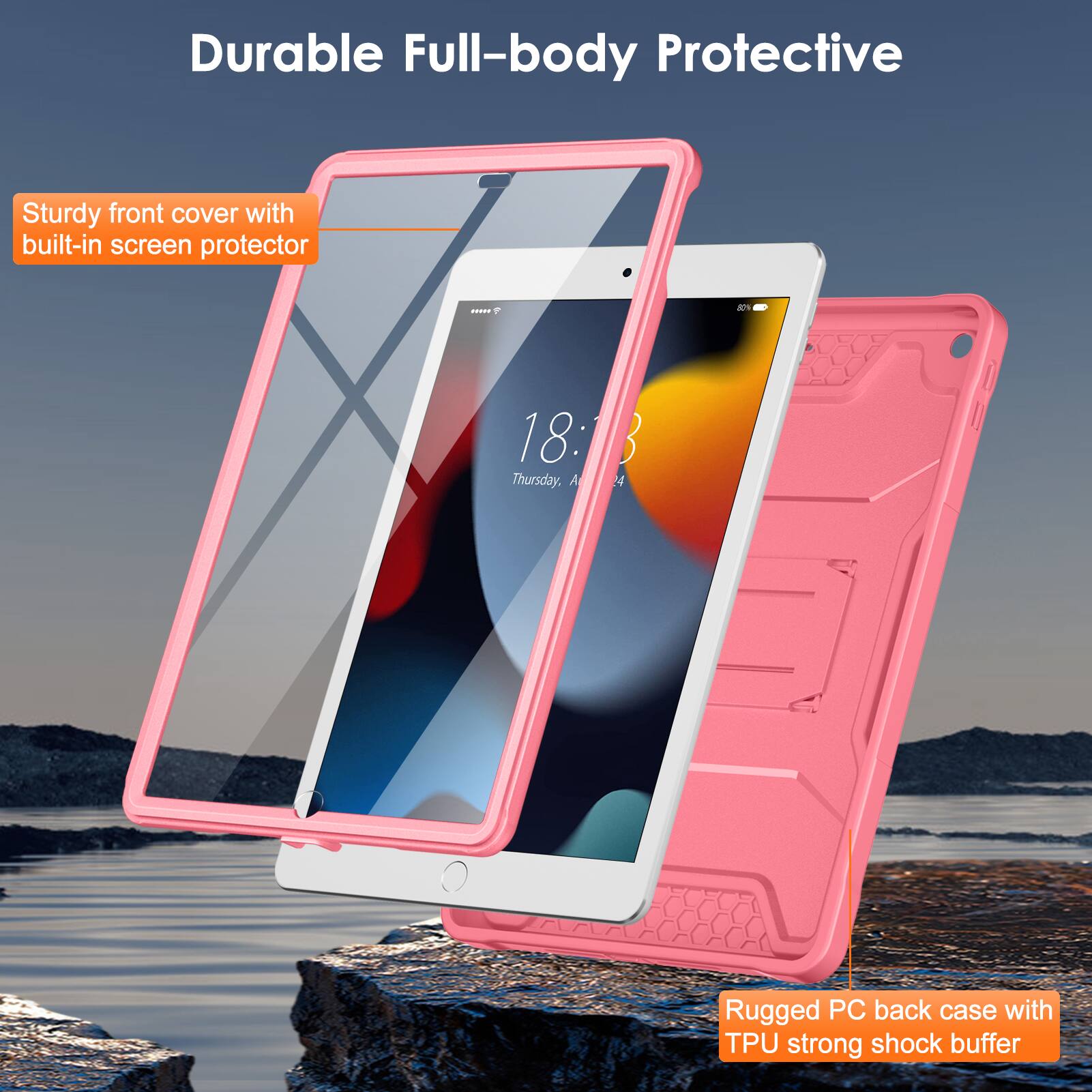 Durable Full-body Protective

Sturdy front cover with built-in screen protector

Rugged PC back case with TPU strong shock buffer