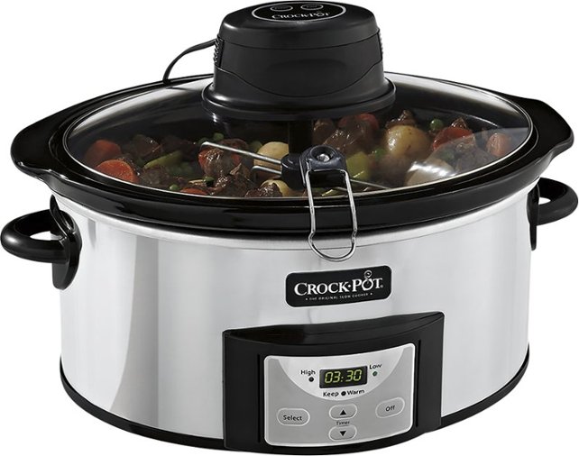 Crock-Pot - iStir Automatic Stirring 6.5-Qt. Slow Cooker - Stainless - Angle Zoom