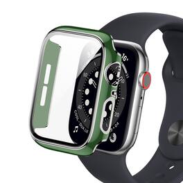 Worryfree Gadgets - Bumper Case with Screen Protector for Apple Watch 44mm, Green/Silver - 44MM - Clear