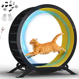 CloudRest Pro - Cat Wheels 40" Diameter Large Cat Exercise Wheel for Indoor Cats Cat Treadmill Ultra-Quiet Scroll Wheel - Yellow