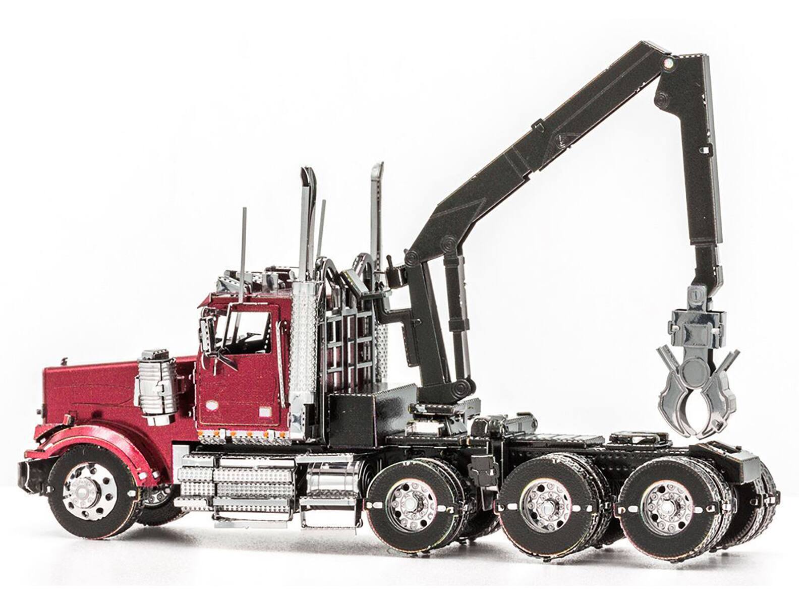 Angle. Metal Earth - Model Kit Western Star 4900SF Log Truck Red (Challenging Difficulty) Steel Model by Metal Earth - Red.