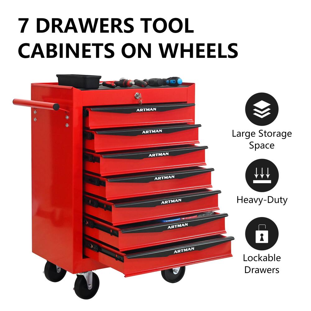 7 Drawers Tool Cabinets on Wheels

- Large Storage Space
- Heavy-Duty
- Lockable Drawers