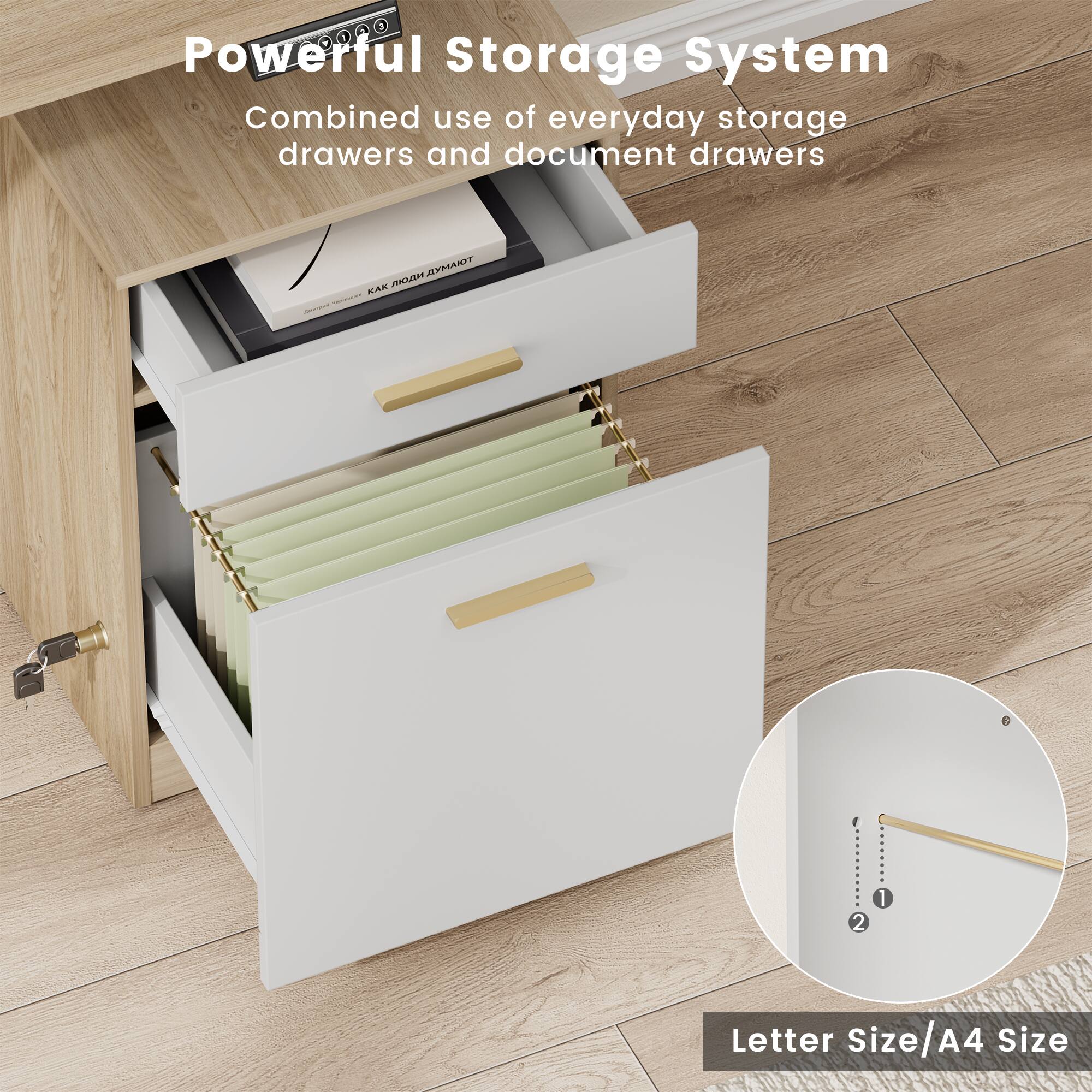Powerful Storage System  
Combined use of everyday storage drawers and document drawers  
JPN AP KAN 2 I Letter Size/A4 Size