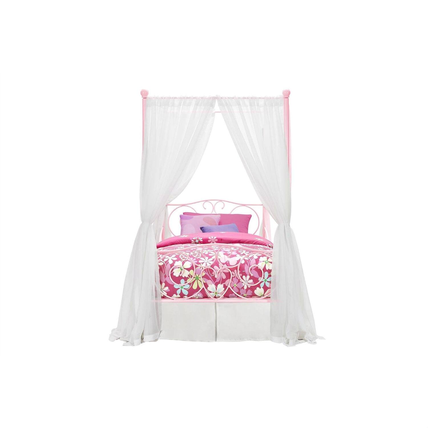 Alt View 1. Hivvago - Hivvago Twin size Sturdy Metal Canopy Bed - Pink.