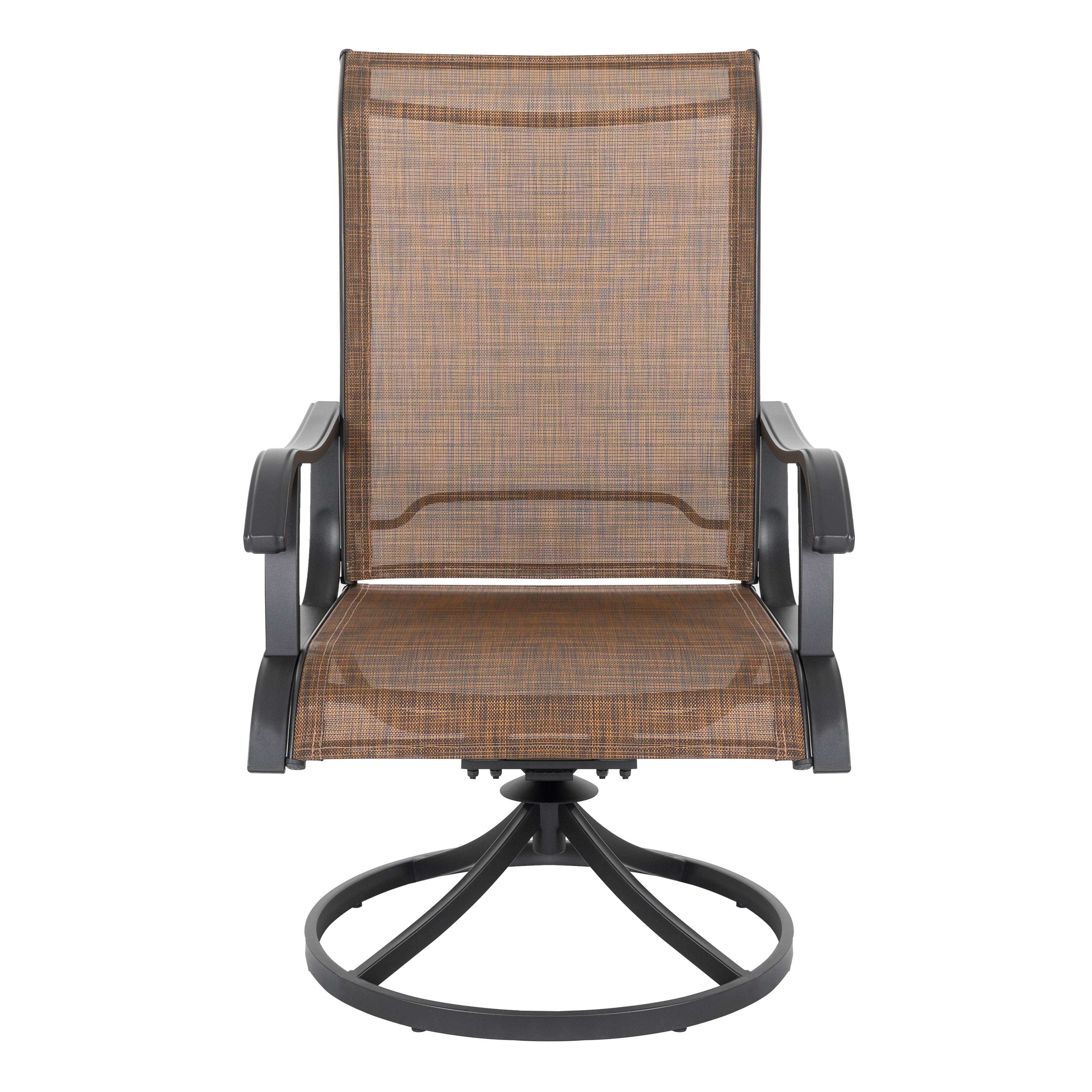 Alt View 5. Nuu Garden - Patio 2-Piece Textilene Dining Chairs, Smooth 360-Degree Swivel, Metal Frame - Brown and Black.