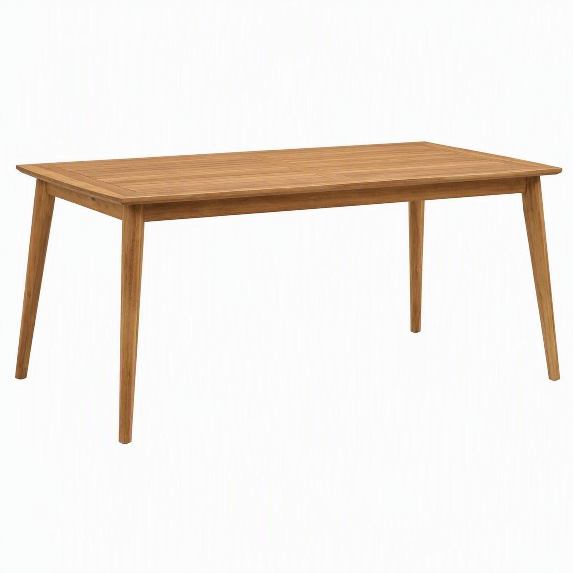 RYHNUYNE - Outdoor Acacia Wood Rectangular Coffee Table,Slatted Patio Side Table for Porch Garden,Brown Finish - Teak