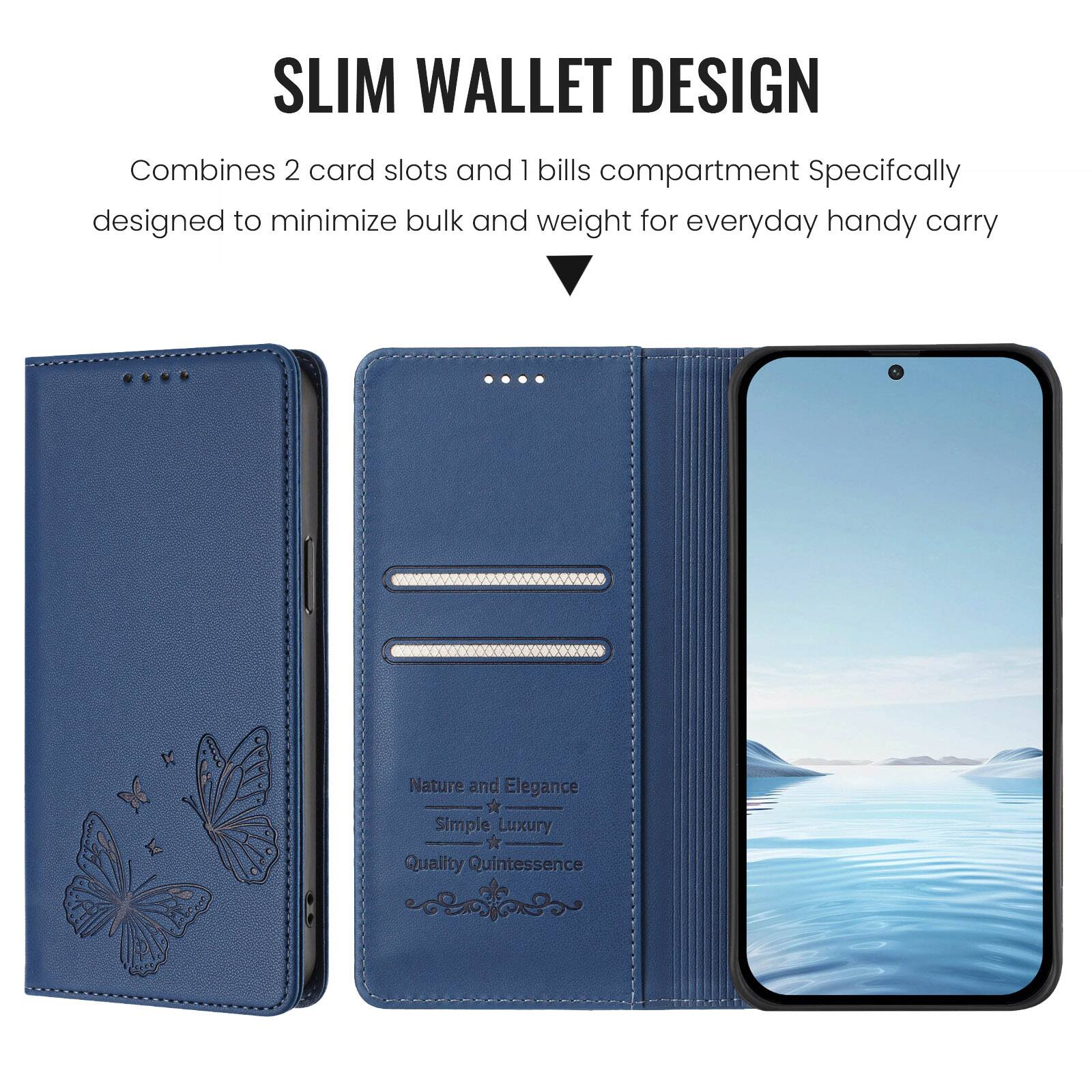 SLIM WALLET DESIGN

Combines 2 card slots and 1 bills compartment. Specifically designed to minimize bulk and weight for everyday handy carry.

Nature and Elegance  
Simple Luxury  
Quality Quintessence