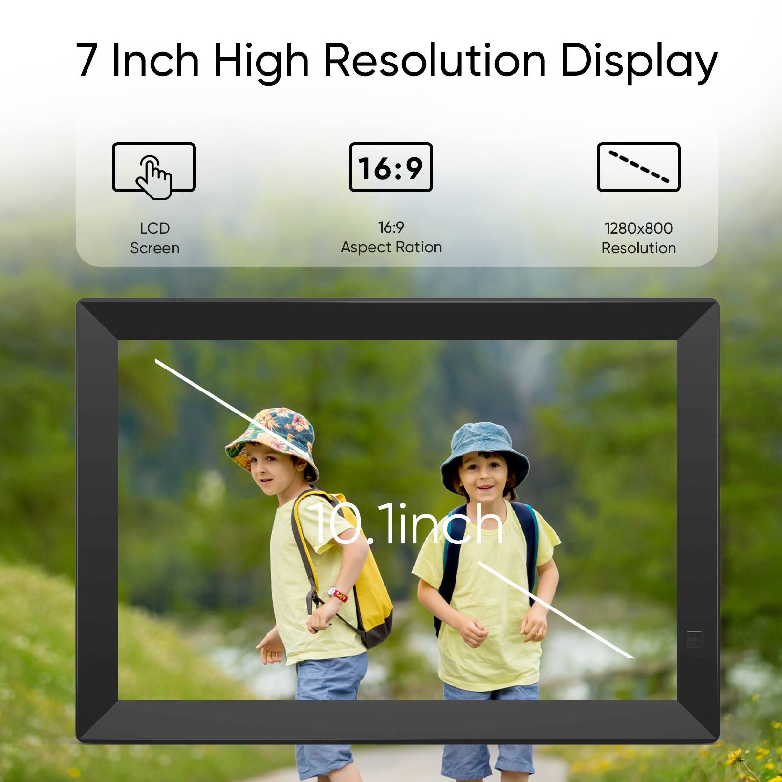 7 Inch High Resolution Display, 16:9 Aspect Ratio, 1280x800 Resolution, 10.1 inch LCD Screen