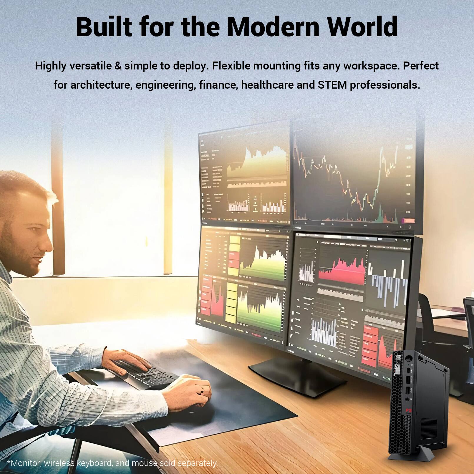 Built for the Modern World

Highly versatile & simple to deploy. Flexible mounting fits any workspace. Perfect for architecture, engineering, finance, healthcare and STEM professionals.

*Monitor, wireless keyboard, and mouse sold separately
