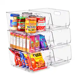 Sorbus - Stackable Storage Bins Open Front, Pantry Bins for Storage and Organization (Medium 6 Pack) - Clear