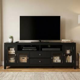Simpli Home - Cosmopolitan 72 inch Wide Solid Wood TV Stand - Deep Black