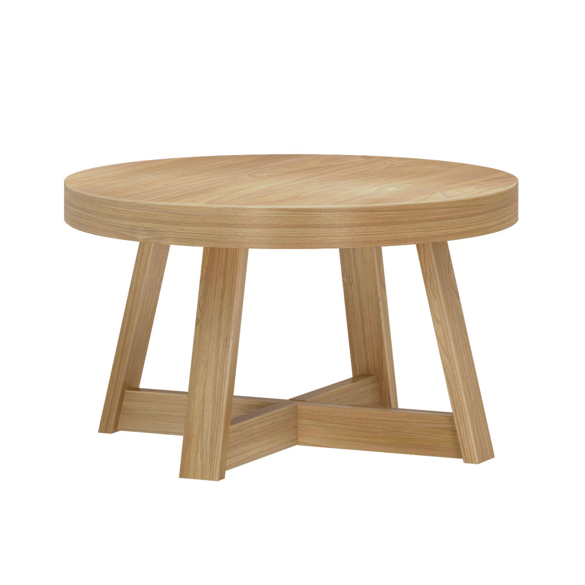 Alt View 2. Plank+Beam - Classic Round Coffee Table (30in x 30in / 760mm x 760mm), Blonde Wirebrush - Blonde Wirebrush.