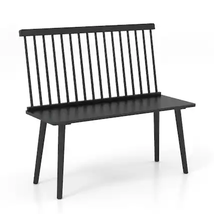 Front. Pefilos - Bench for with Spindle Back Kitchen Dining Room Hallway Chairs Beige - Black.