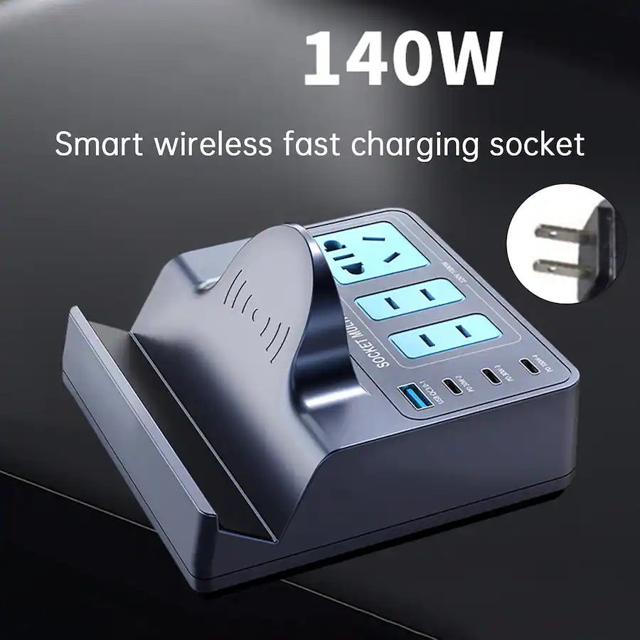 Rectangular Charging Socket Topteng 140W Smart Charging Socket with 15W Wireless PD100W Fast Charge ...