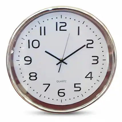 Front. FC Design - 17"H Silver & White Simple Wall Clock - Timeless Decorative Home Decor - Multicolor.