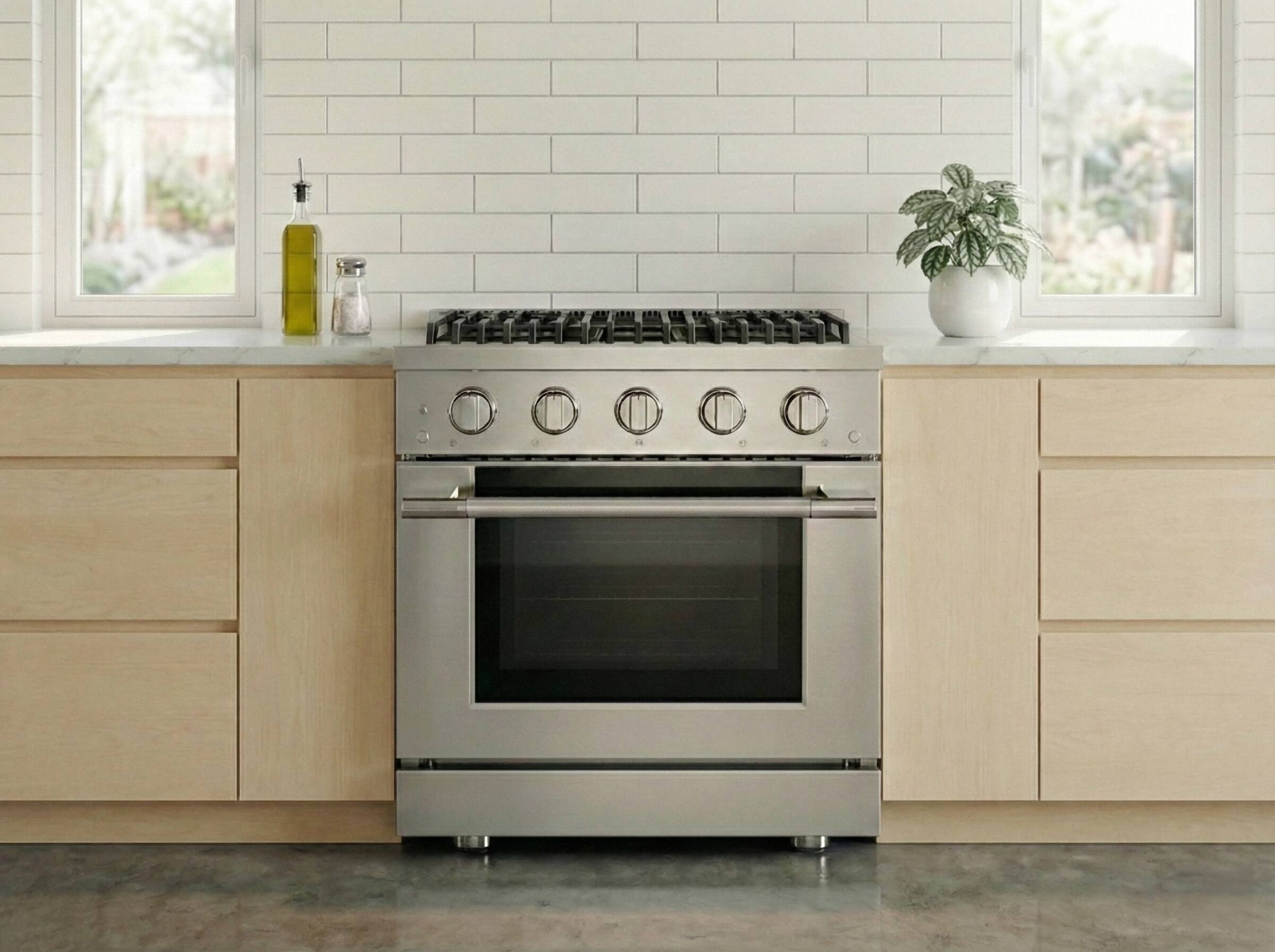 Alt View 2. Hauslane - HausPro 30 in. 4 Burners (20,000 BTU) Freestanding Dual Fuel Range - Stainless Steel.