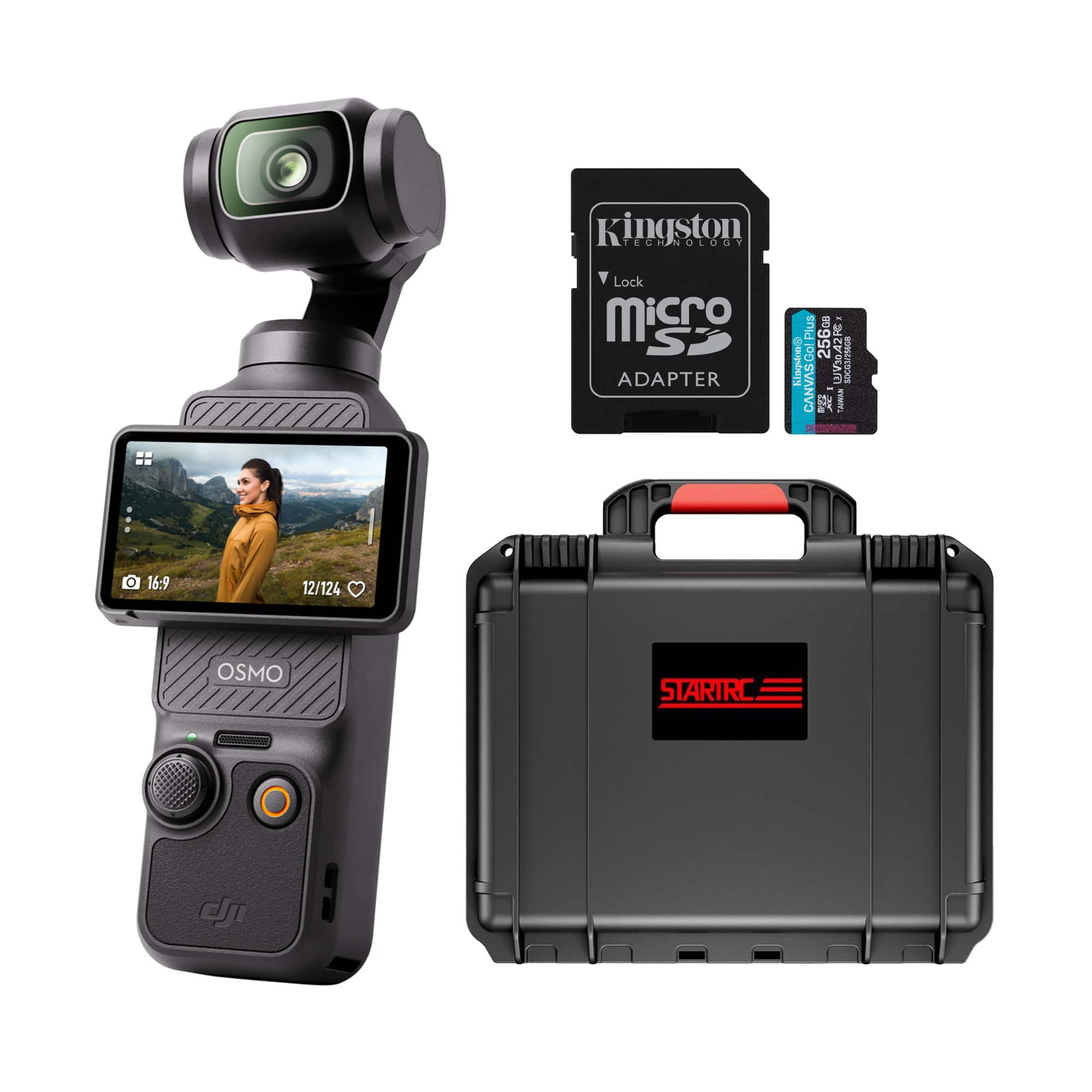 DJI - Osmo Pocket 3 with 256GB MicroSD Card and Waterproof Hard Carry Case bundle