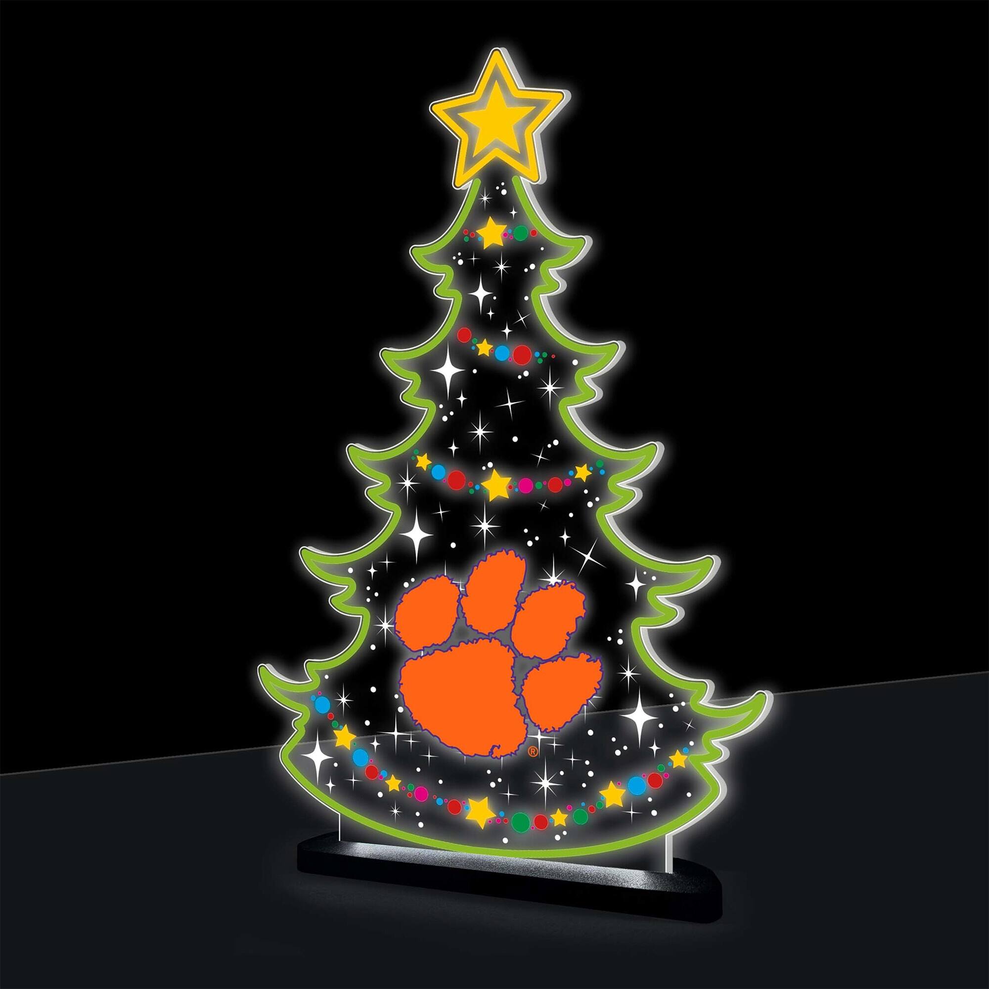 Evergreen Enterprises - Clemson Tigers 10" LED Tabletop Christmas Tree Desklite Sign - Green
