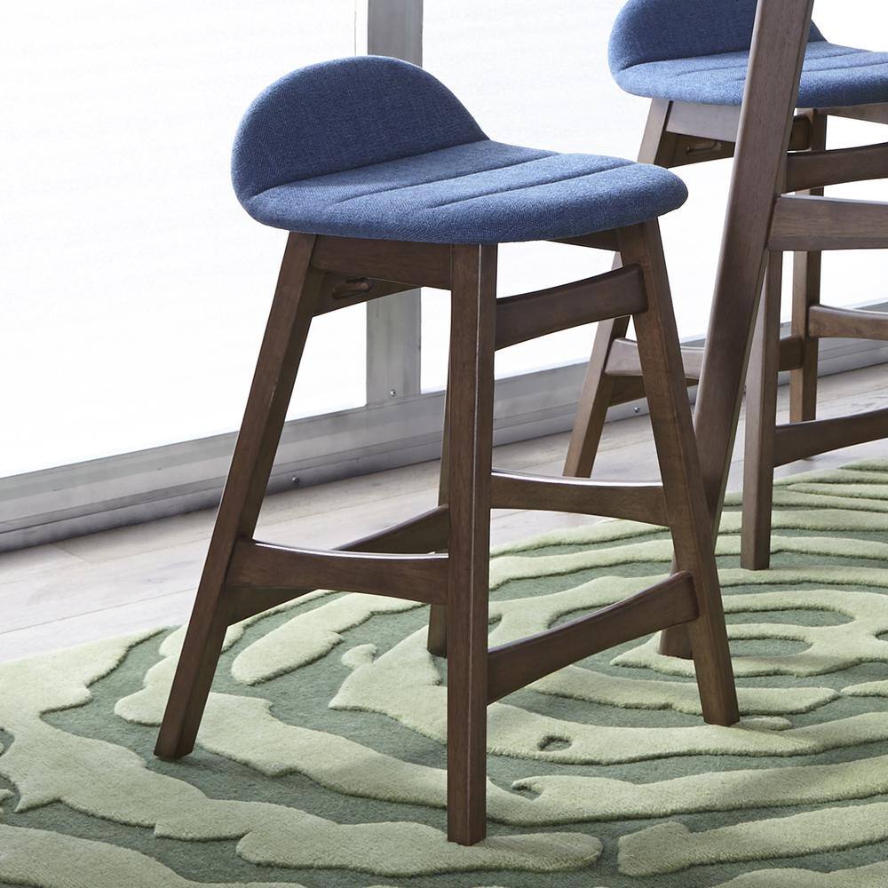 Alt View 6. Liberty Furniture Industries - Space Savers 24 Inch Counter Chair - Blue (RTA)-Set of 2 in Satin Walnut - Brown.