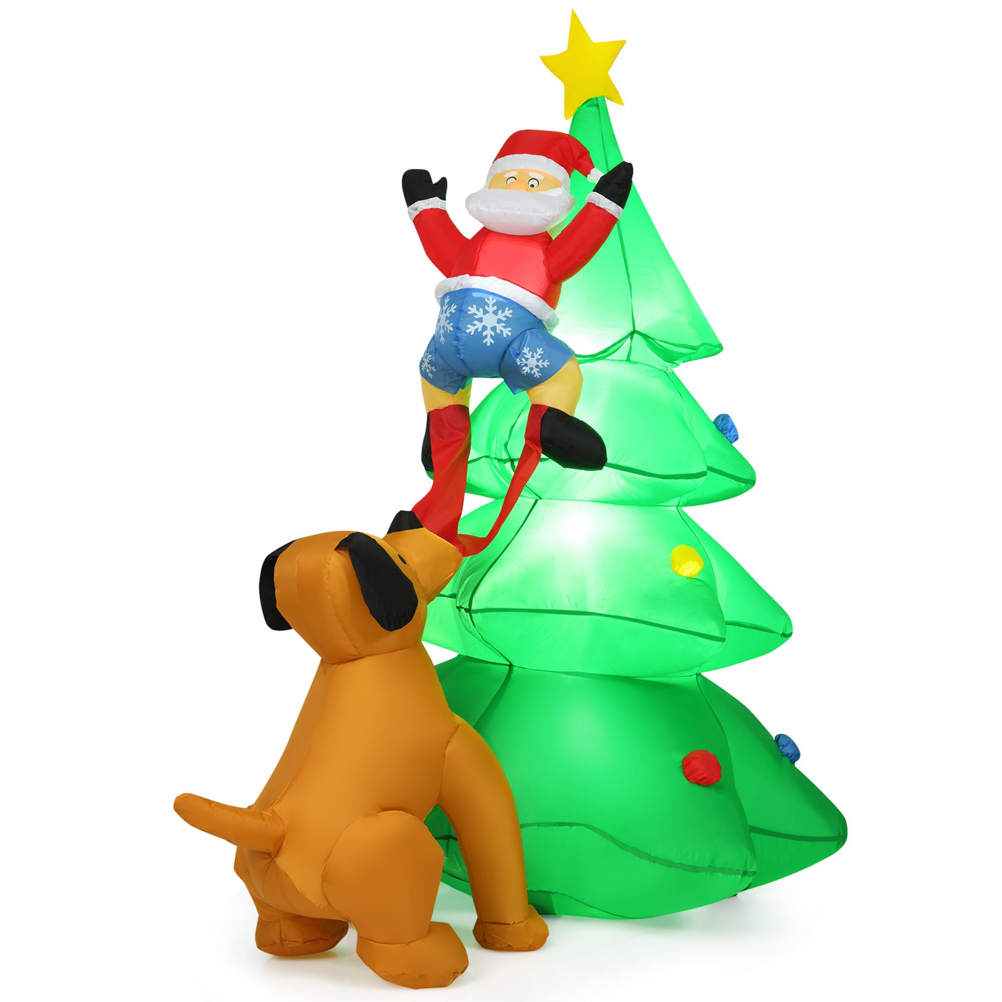 Alt View 4. Gymax - Gymax 6.5ft Inflatable Christmas Tree Indoor Outdoor Decoration w/ LED Lights - Green.