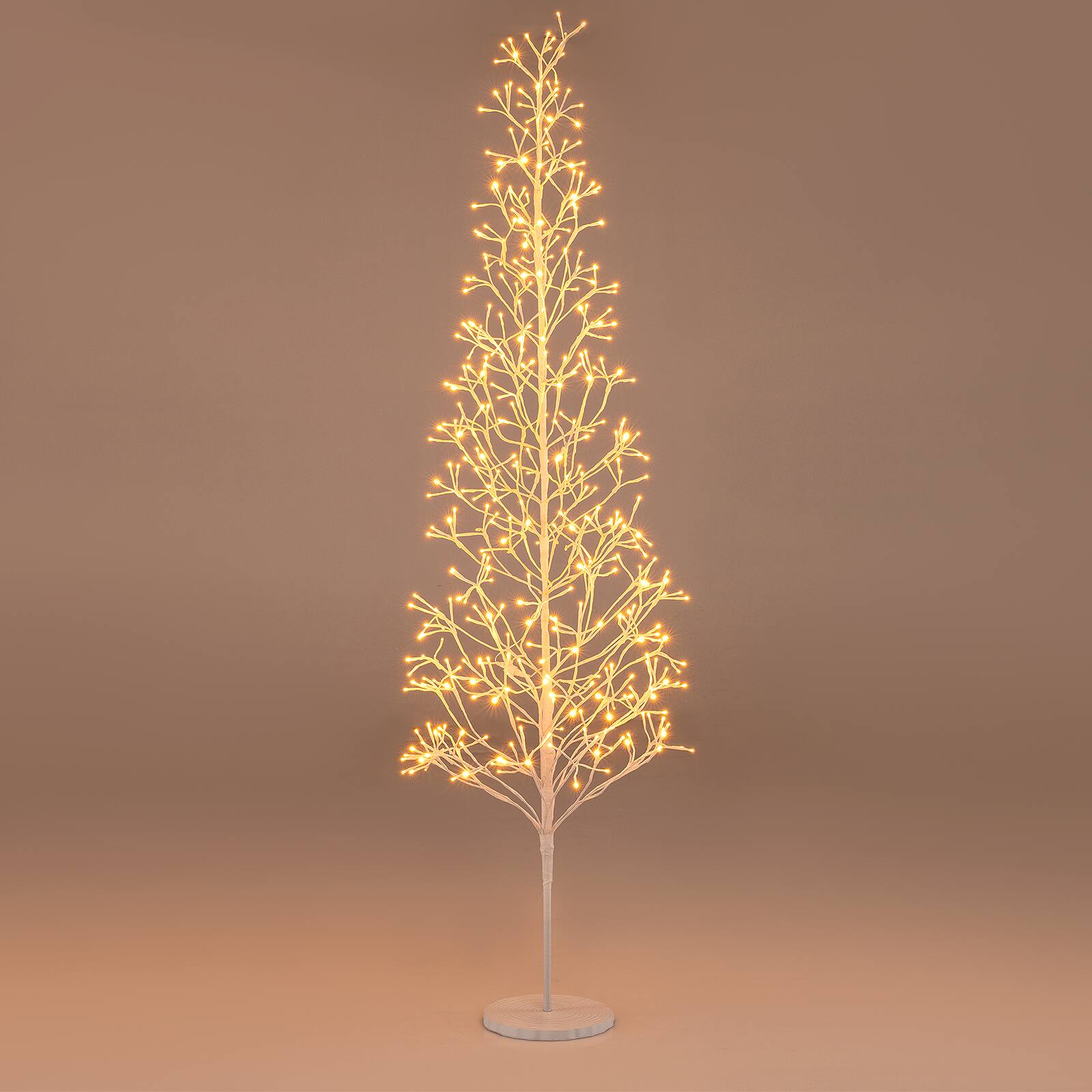 Gymax - 7 FT Lighted Birch Tree w/ 456 Warm Light LED Lights Weighted Base - White