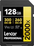 Lexar - 128GB Professional 2000x SD Card, UHS-II, C10, U3, V90, Full HD, 8K, Up To 300MB/s Read SDXC Memory Card