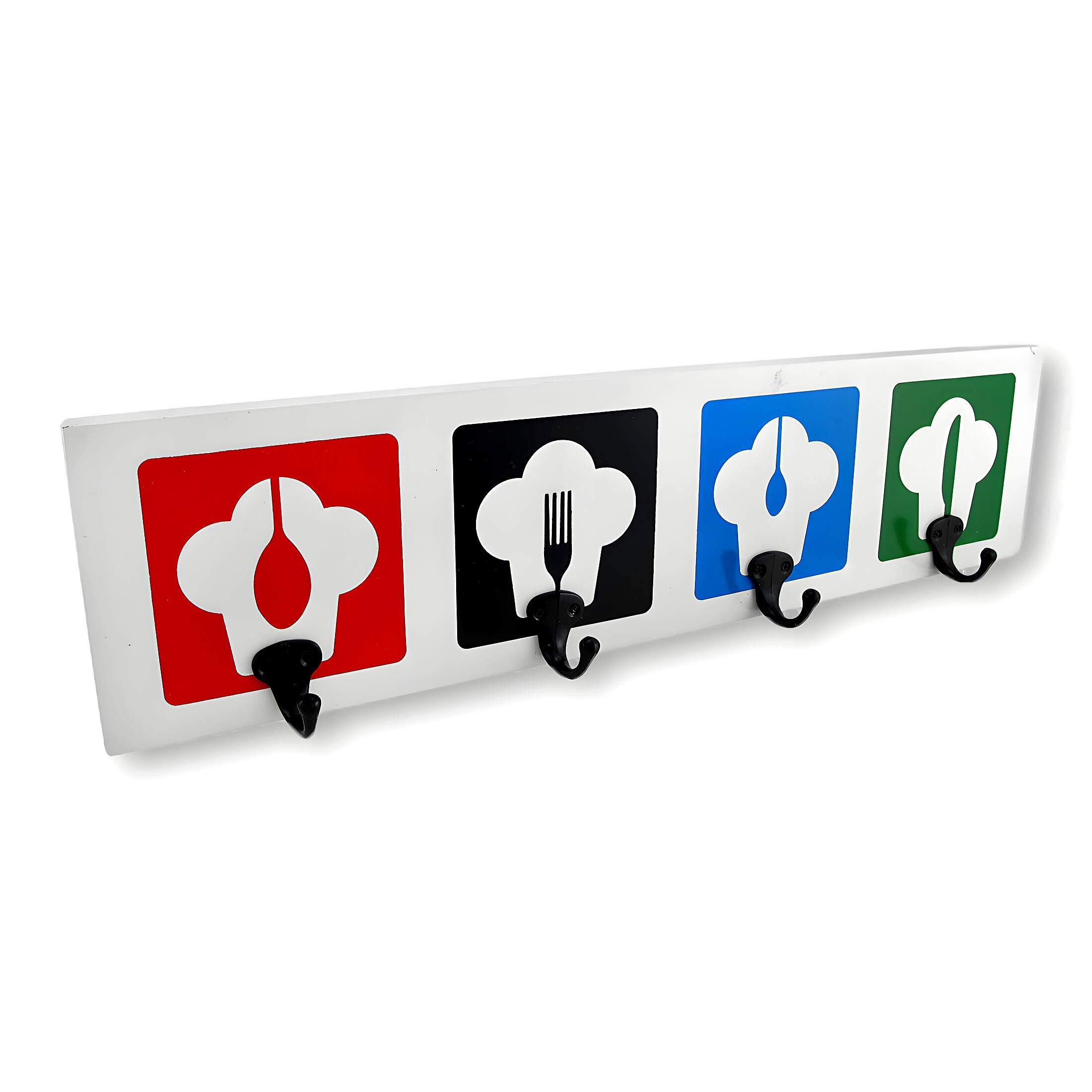Front. Zeckos - Chef Hats Four Hook Wall Plaque - Multicolored.