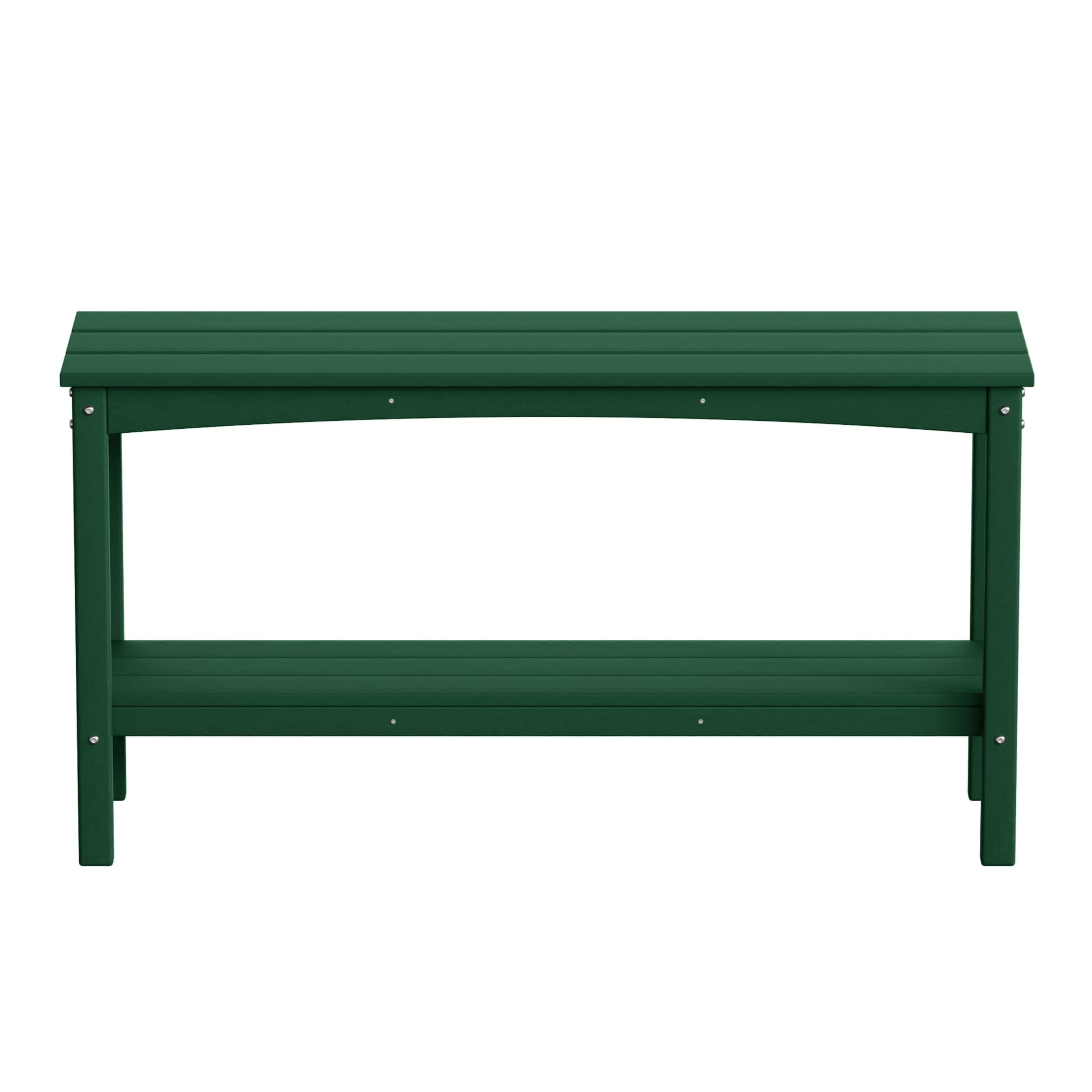 WestinTrends - Malibu 55" Outdoor Patio HDPE Adirondack 2-Tier Shelf Console Table - Dark Green
