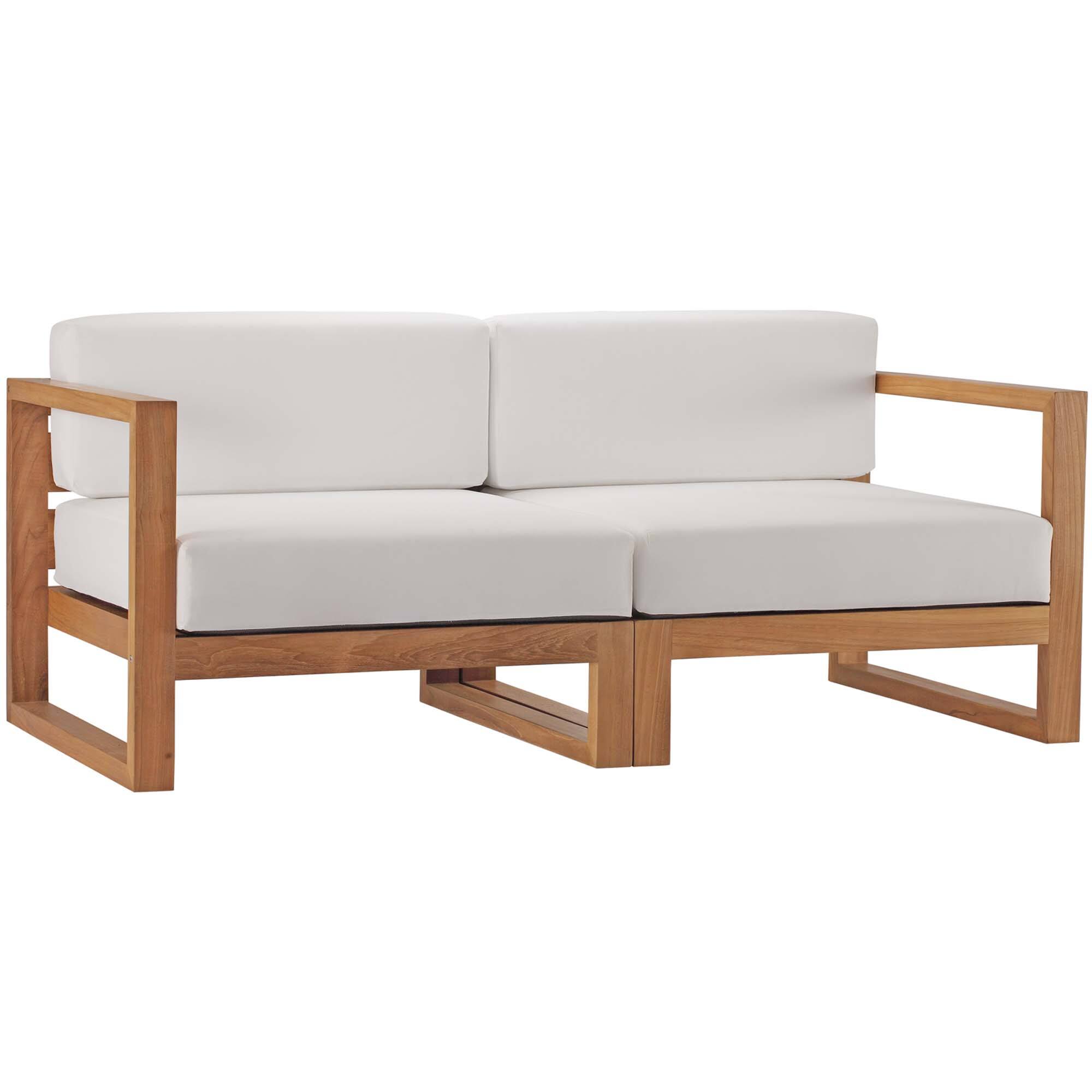 Angle. Modway - Upland 2-Piece Outdoor Patio Teak Wood Sectional Sofa Loveseat by Modway - Natural White.