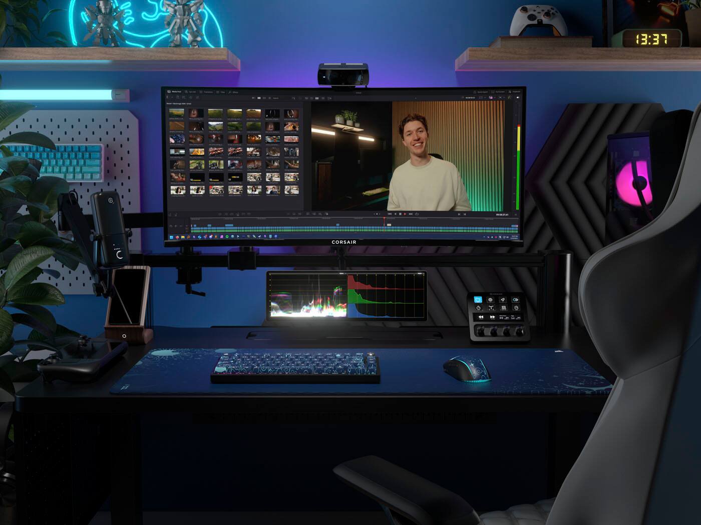 The text on the image reads "DJ 13:37 Corsair d 1 T O". However, it is not clear what this text represents or its purpose. It could be a reference to a specific time, a product name, or a code. Without more context, it is difficult to provide a more accurate interpretation of the text.