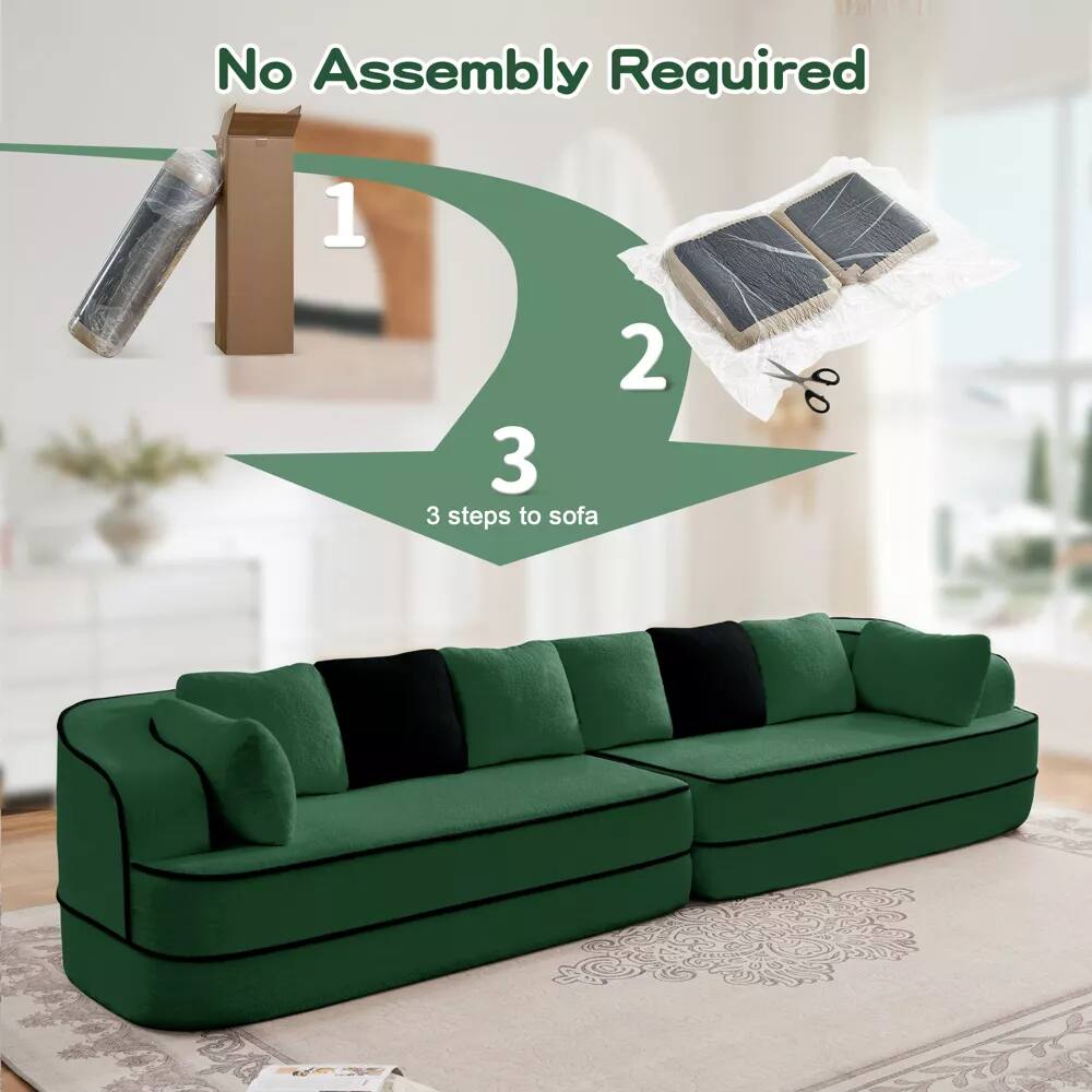 No Assembly Required

1. Unbox
2. Cut
3. 3 steps to sofa