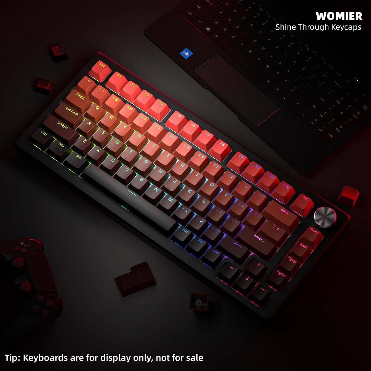 Con
ANDE LAND 2 
Q W 5 E D 
R
WOMIER Shine Through Keycaps
 Esc F1 Home Tab F3  FB Caps Q  Lock W F5 OShill A F6 E 3% Ctrl S F7 R  Z D Win T & F6 X F All Y F9  G U e  H I B  O N K P M L  & Alt ? Fn @Shill Ctrl 4
U  F10 F11 F12 Del Back Home Enter End PgUp PgDn
Tip: Keyboards are for display only, not for sale
