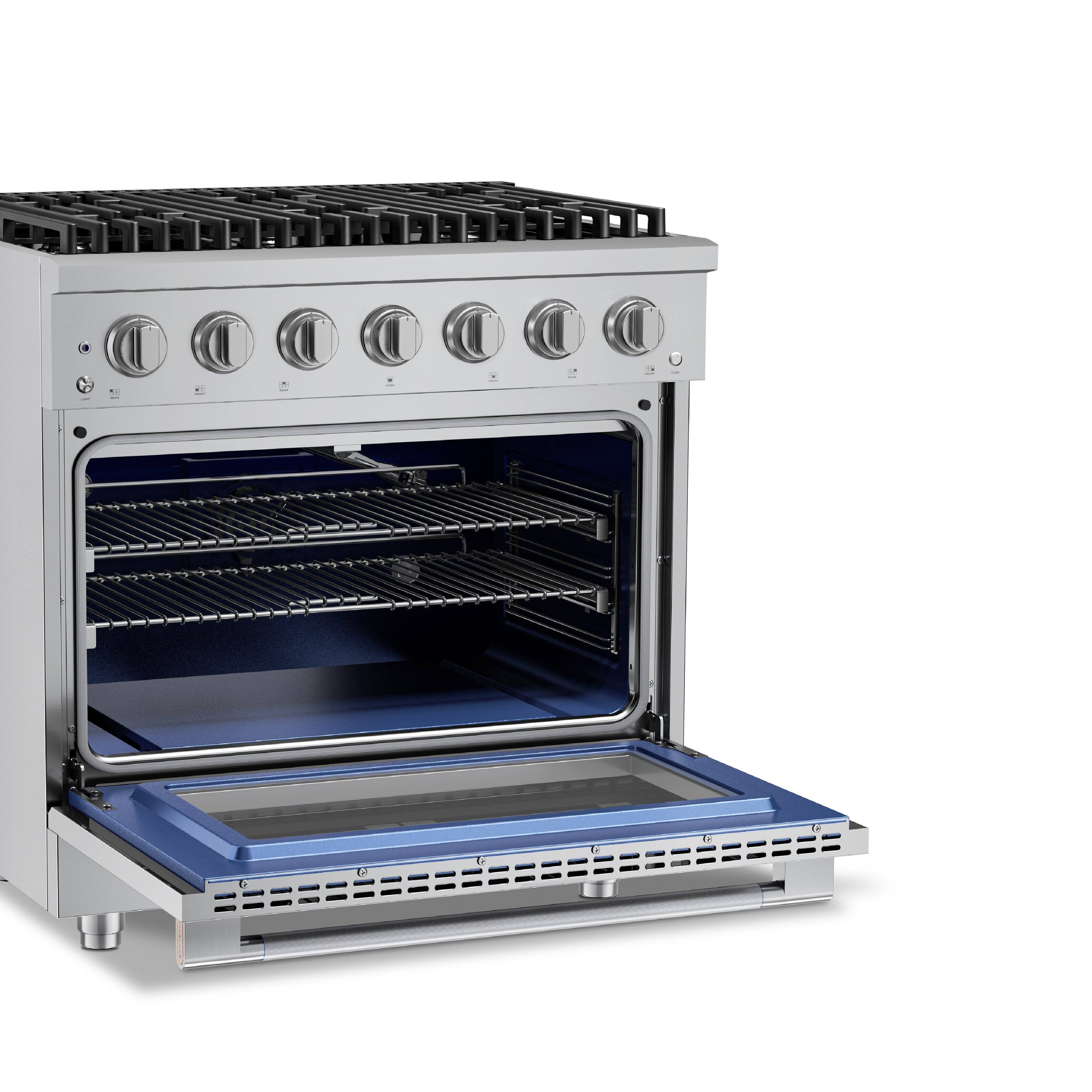 Alt View 3. Hauslane - HausPro 36 in. 6 Burners Gas Range in Stainless Steel with 20,000 BTU and Convection Oven with 5 Rack Positions - Stainless Steel.