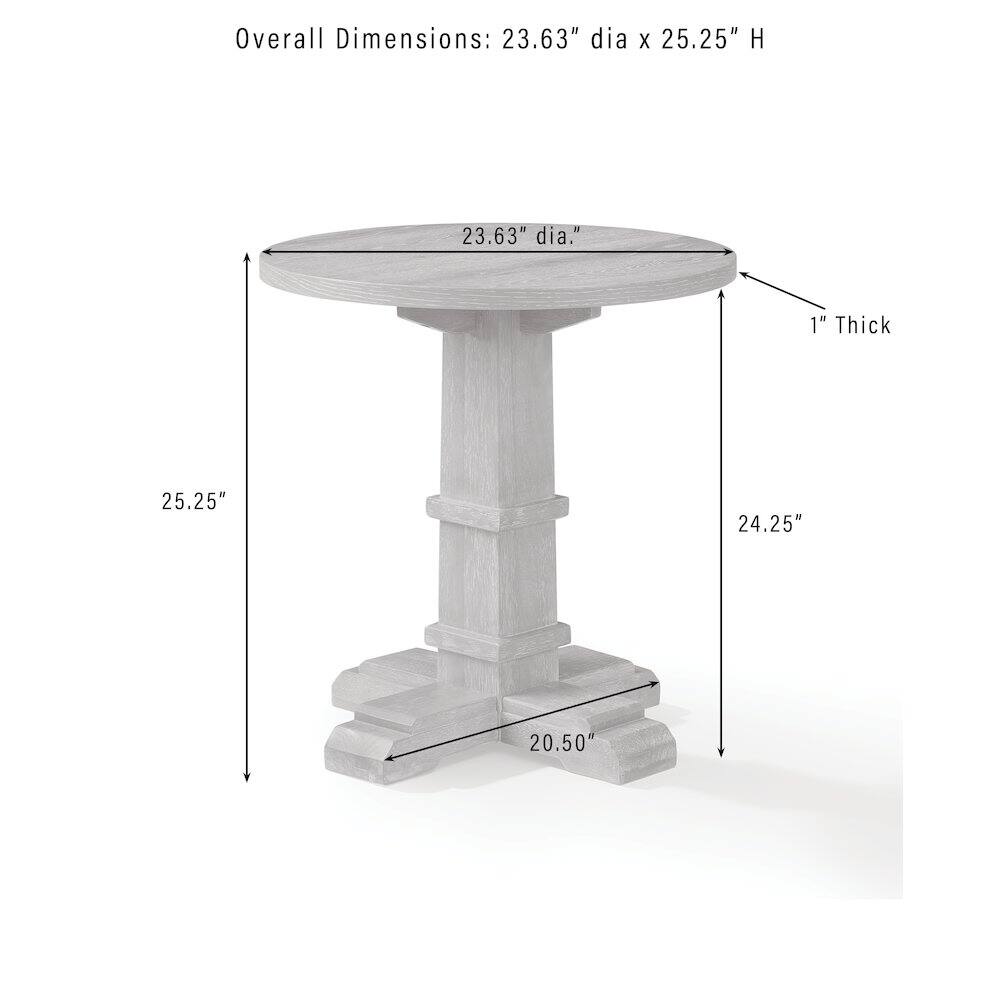 Overall Dimensions: 23.63" dia x 25.25" H  
23.63" dia.  
1" Thick  
25.25"  
24.25"  
20.50"