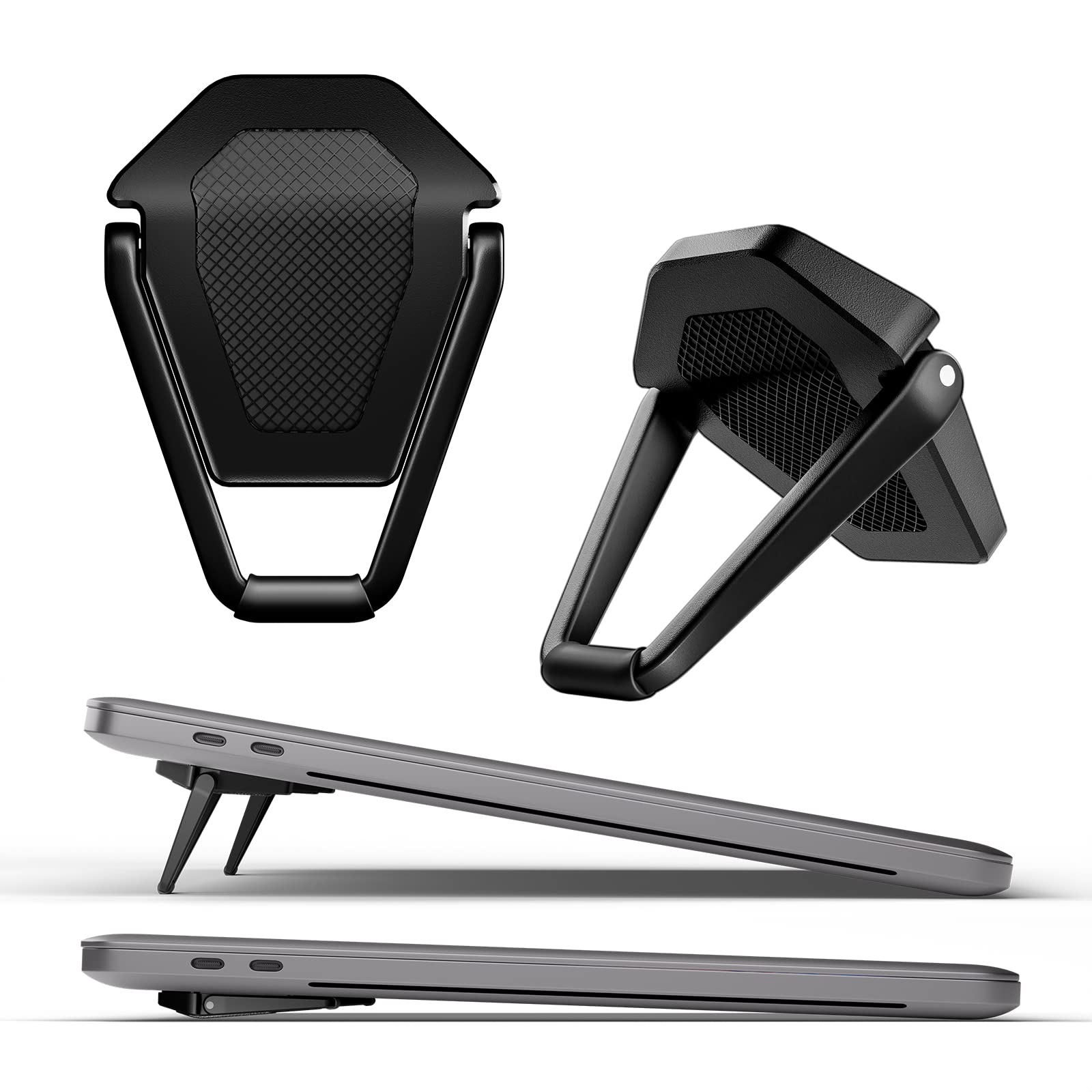 HongFei - Laptop Stand for Desk, Portable Anti-Slip Keyboard Riser, Zinc Alloy, Compatible with MacBook Air/Pro, 10-15.6 Inch - Black