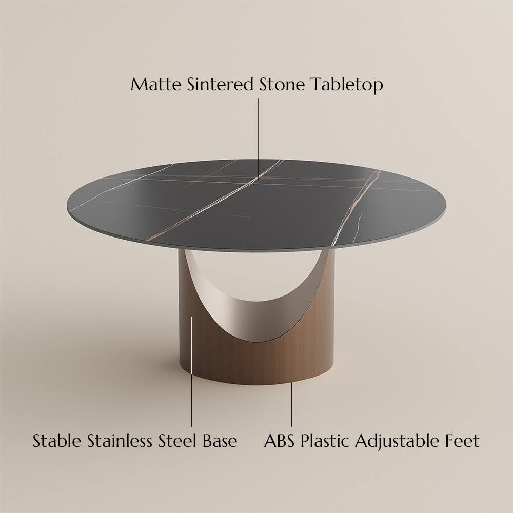 Matte Sintered Stone Tabletop  
Stable Stainless Steel Base  
ABS Plastic Adjustable Feet