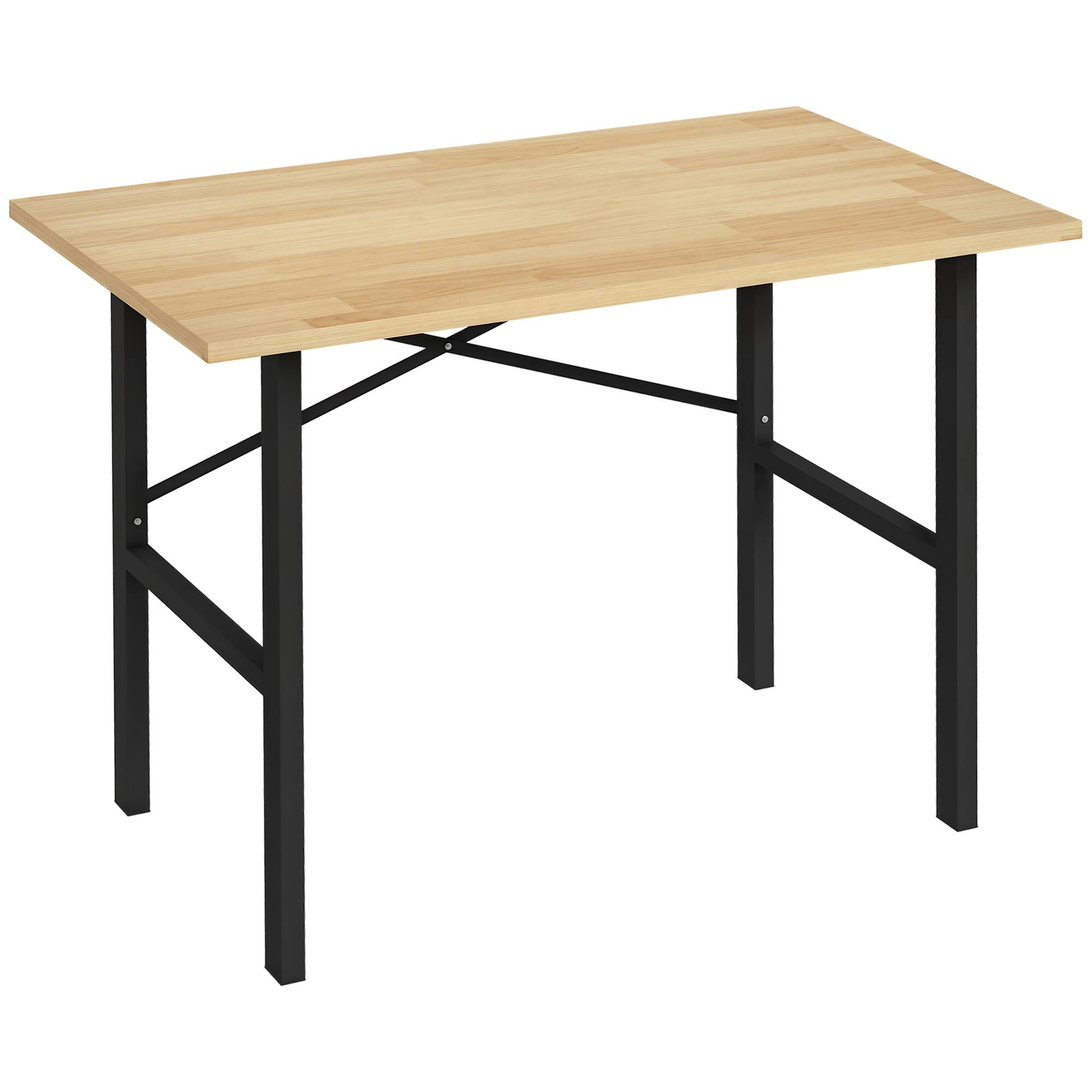 Front. Homcom - 46"L x 28"W Solid Wood Work Bench w/ X-Brace Stability & Large Tabletop - Black.