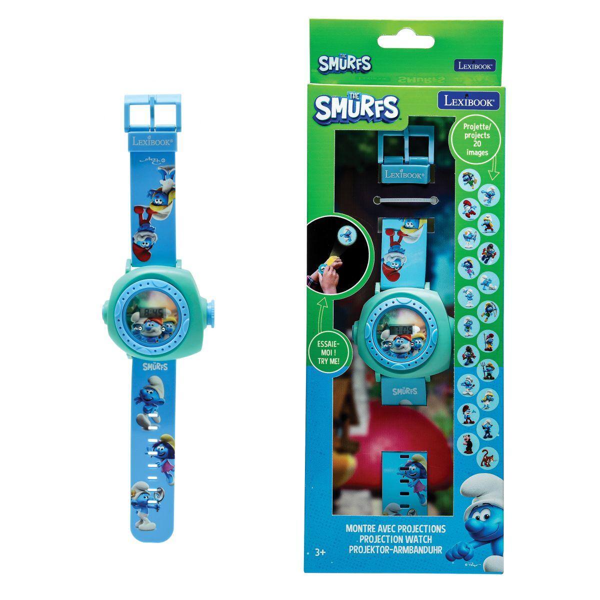 LEXIBOOK SMURFS  
LEXIBOOK SMURFS  
LEXIBOOK SMURFS  
Projette/ projects 20 images  
LExIBOOK 10 SMRFS  
ESSAIE-MOI - TRY ME!  
SMRFS  
MONTRE AVEC PROJECTIONS  
PROJECTION WATCH  
3+  
PROJEKTOR-ARMBANDUHR