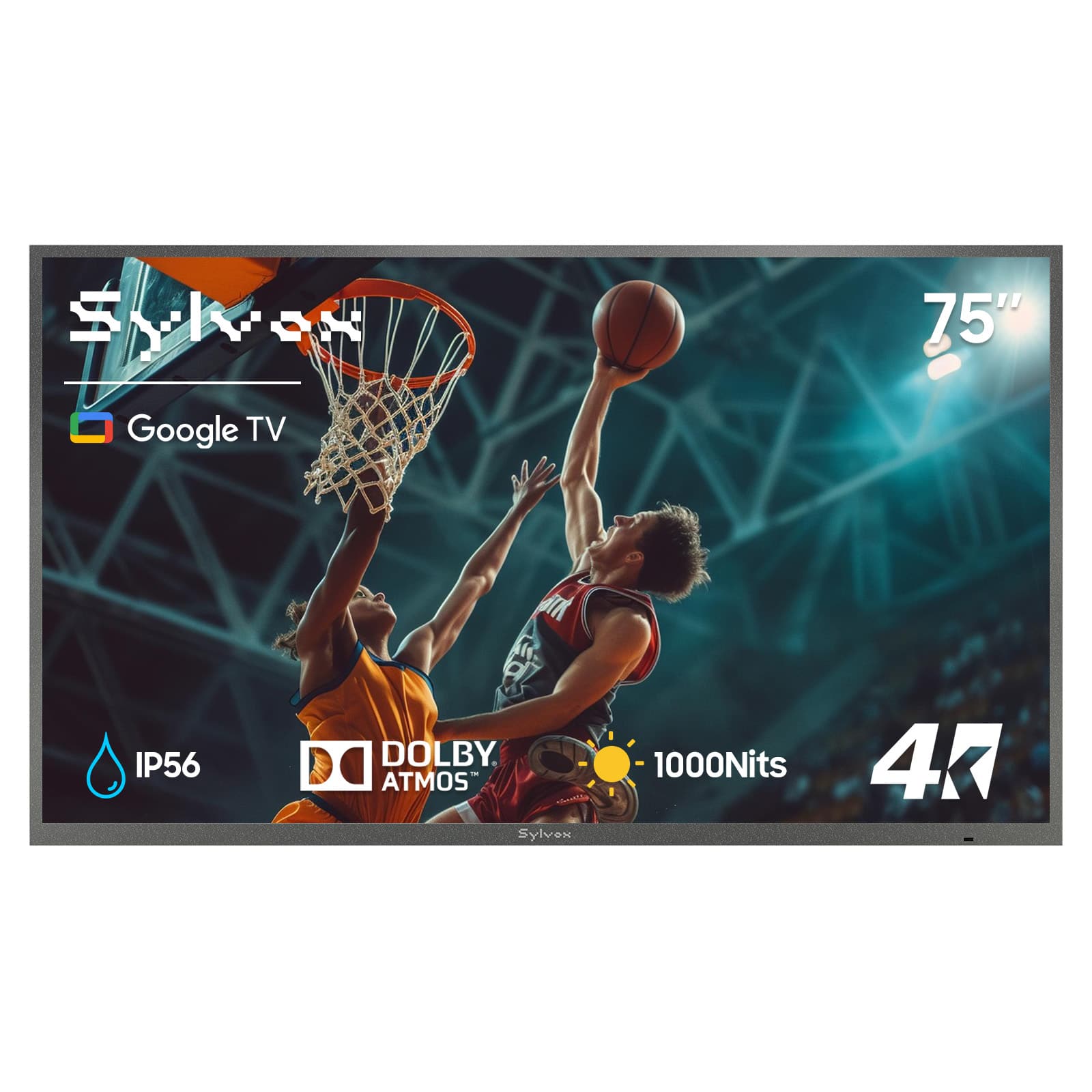 Google TV 75" T IP56 DOLBY ATMOS - Sylvox 1000Nits 4K