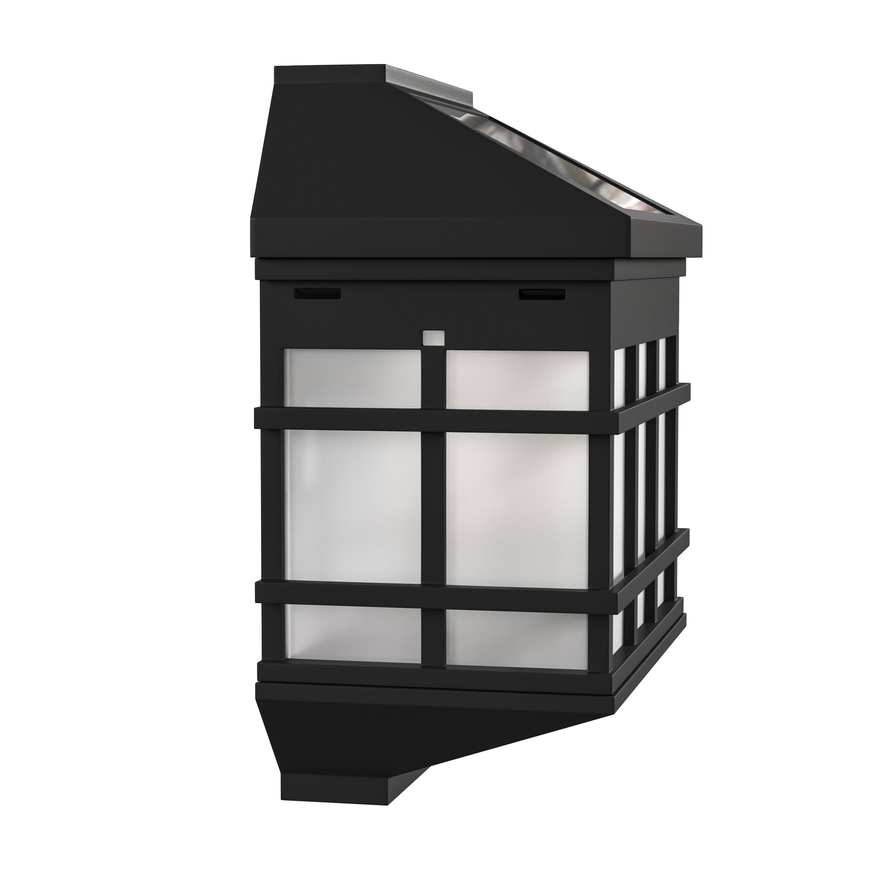 Alt View 7. Emma + Oliver - Set of 6 Solar Deck and Fence Lights, Decorative Outdoor Solar Powered Weatherproof Wall Mount Fence and Deck Lighting - Black.