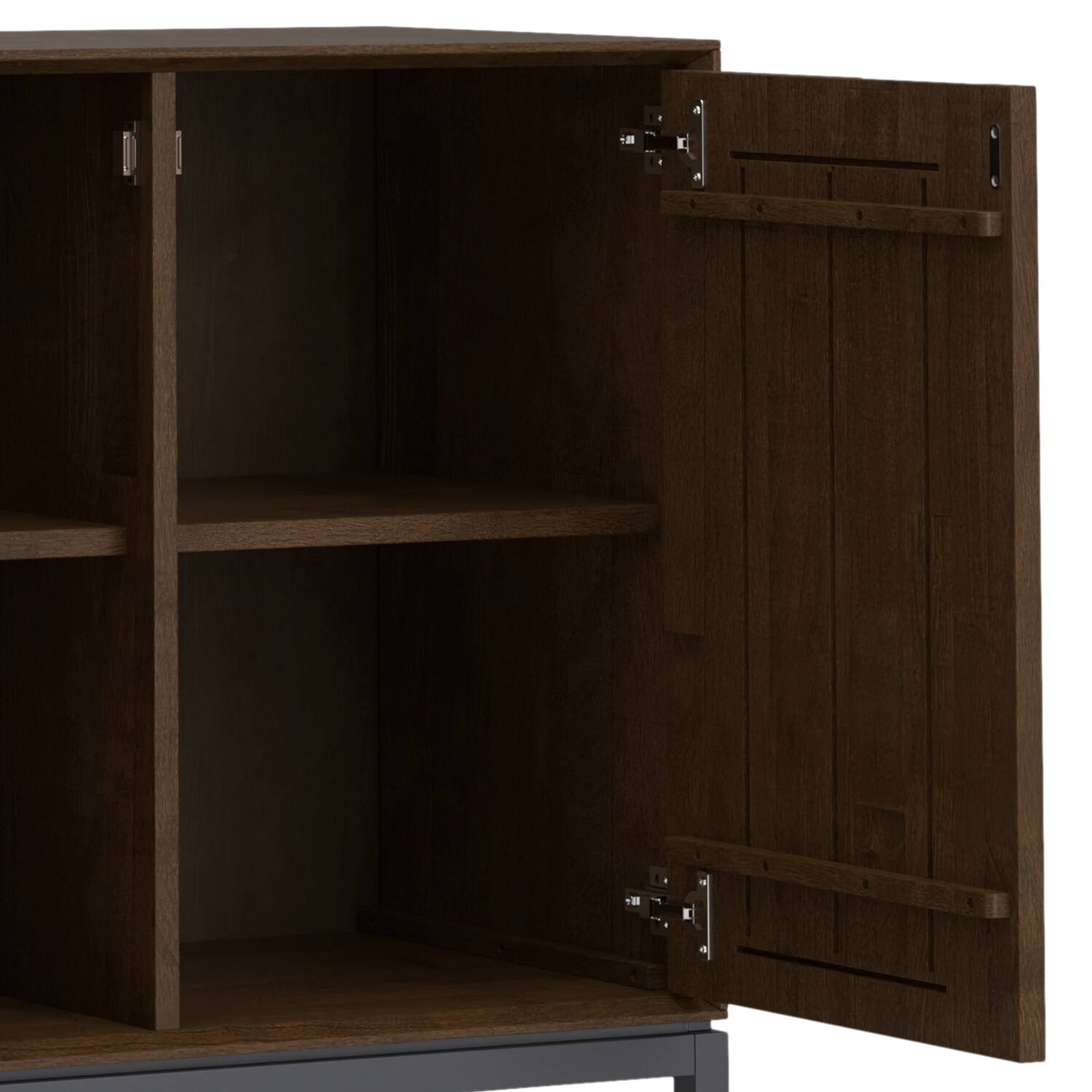 Alt View 6. Simpli Home - Simpli Home Banting 72 inch Wide Solid Wood 4 Door Sideboard Buffet in Walnut Brown - Walnut Brown.