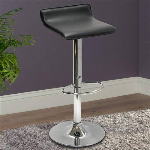 Angle. Hivvago - Modern Air-Lift Adjustable Bar Stools with Black PVC Seat - Black.