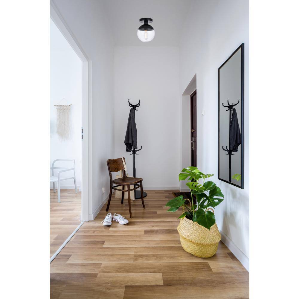 Angle. Living District - Eclipse 1 Light Black Flush Mount With Clear Glass - Black And Clear.