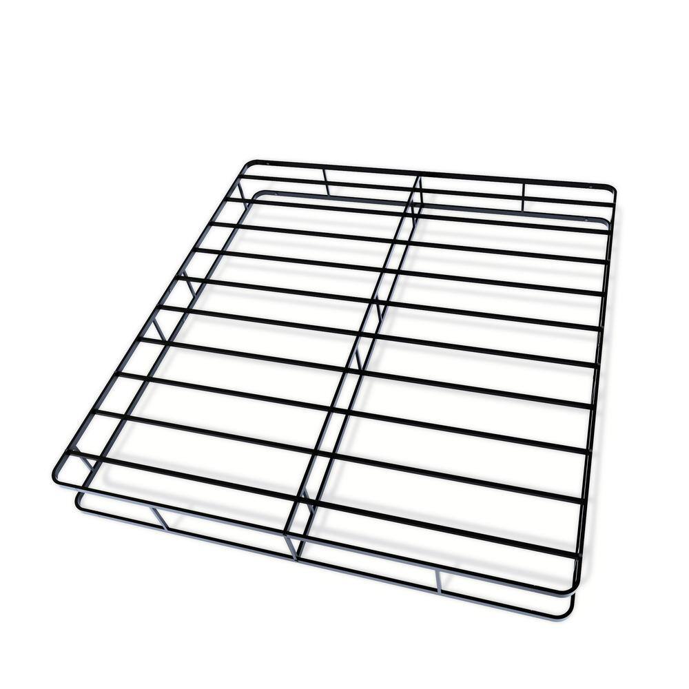 Front. East West Furniture - DHKBBLK Dothan Metal King Bed Frame with Magnificent Design Headboard and Footboard - Premium Metal Frame in Powder - Black.