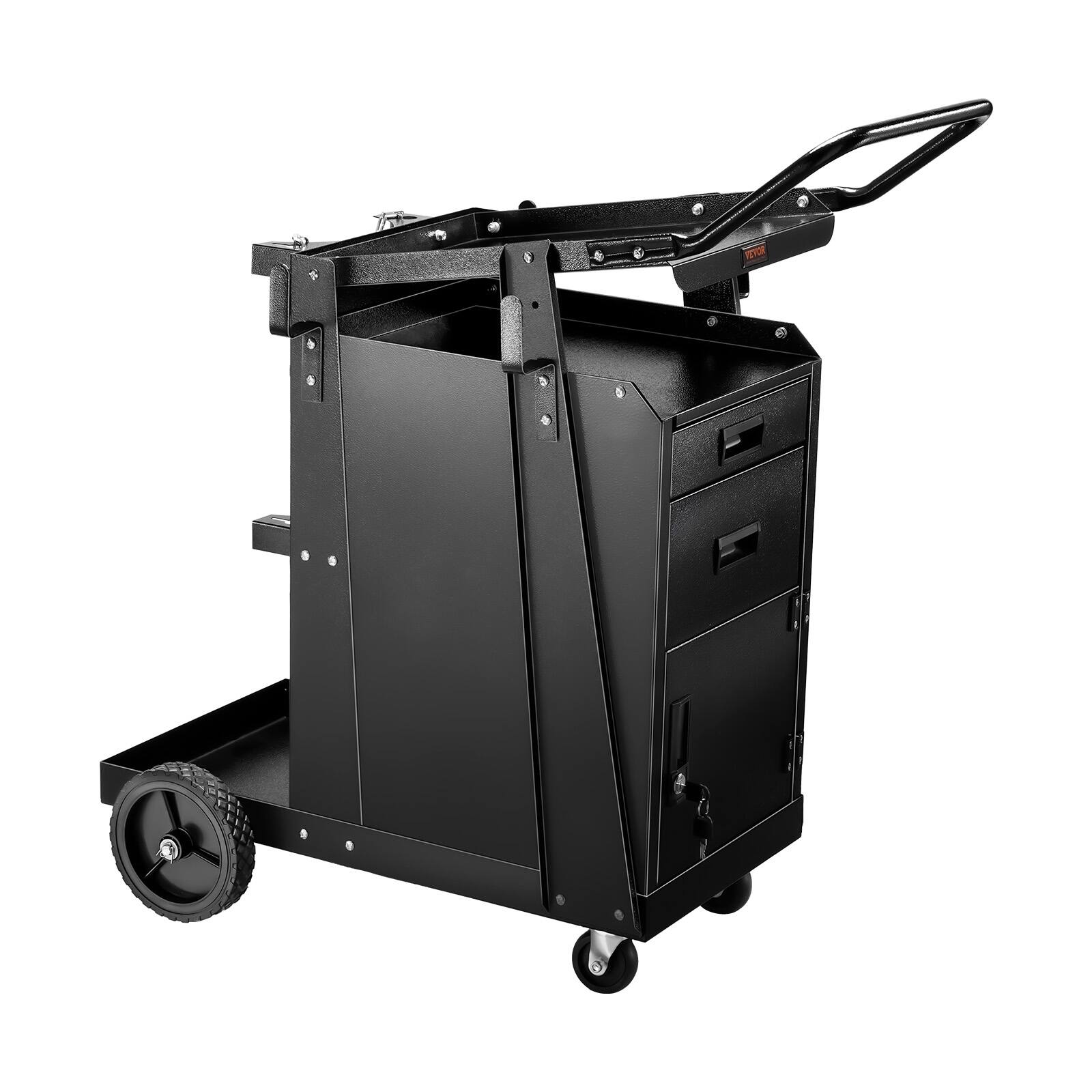 Alt View 5. VEVOR - Welding Cart, 2 Drawers Welder Cart Heavy Duty with Anti-Theft Lockable Cabinet, 350LBS Static Weight Capacity - Black.