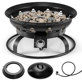 SKONYON - Portable Propane Fire Pit with High Heat Output Lava Rocks and Tank Base Holder