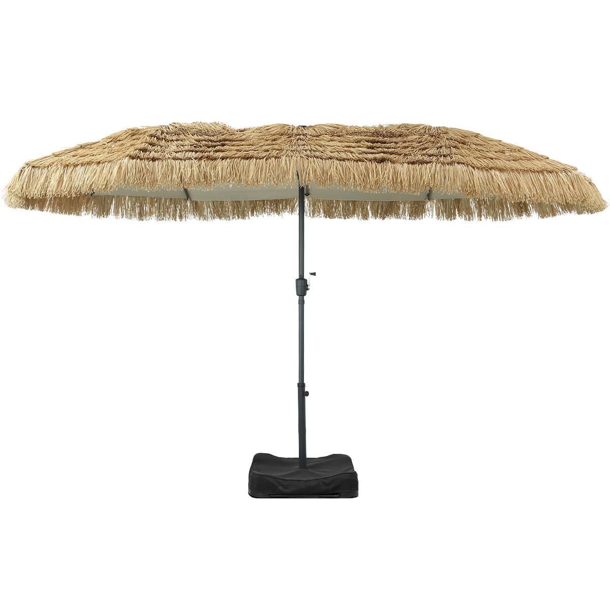 Alt View 3. Ainfox - Ainfox 15FT Tiki Patio Umbrella Outdoor Market Umbrella with Base & Crank for Garden Lawn Backyard Pool - Yellow.