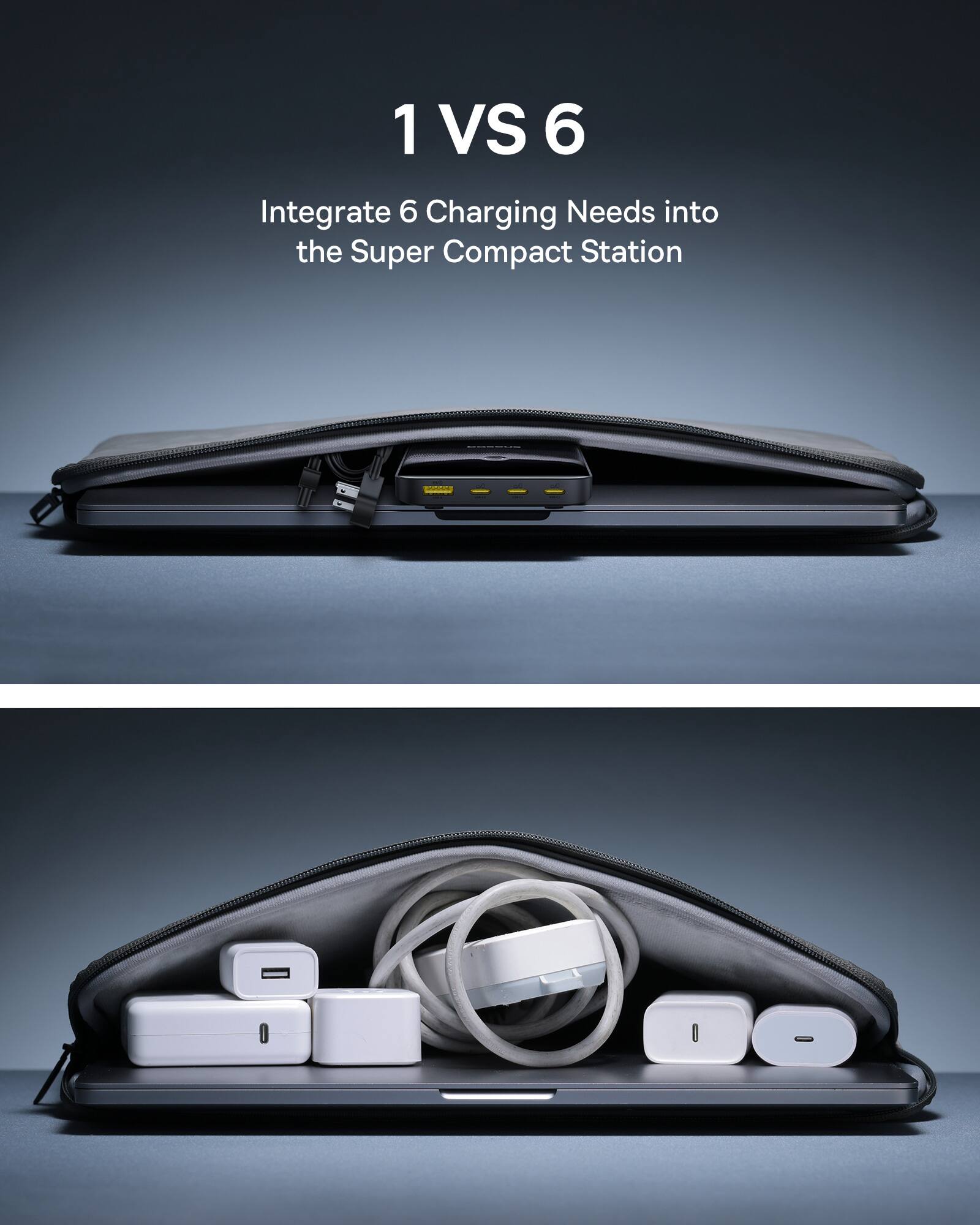 1 VS 6  
Integrate 6 Charging Needs into the Super Compact Station
