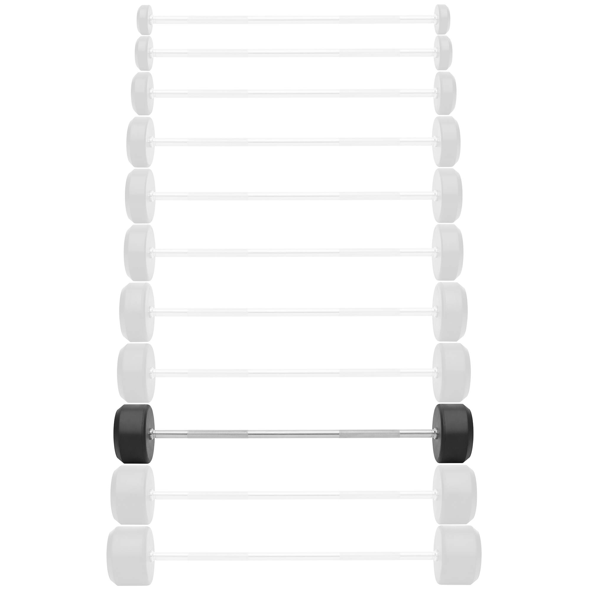 Alt View 1. Philosophy Gym - Rubber Fixed Barbell - Pre-Loaded Weight Straight Bar Weightlifting - Black.