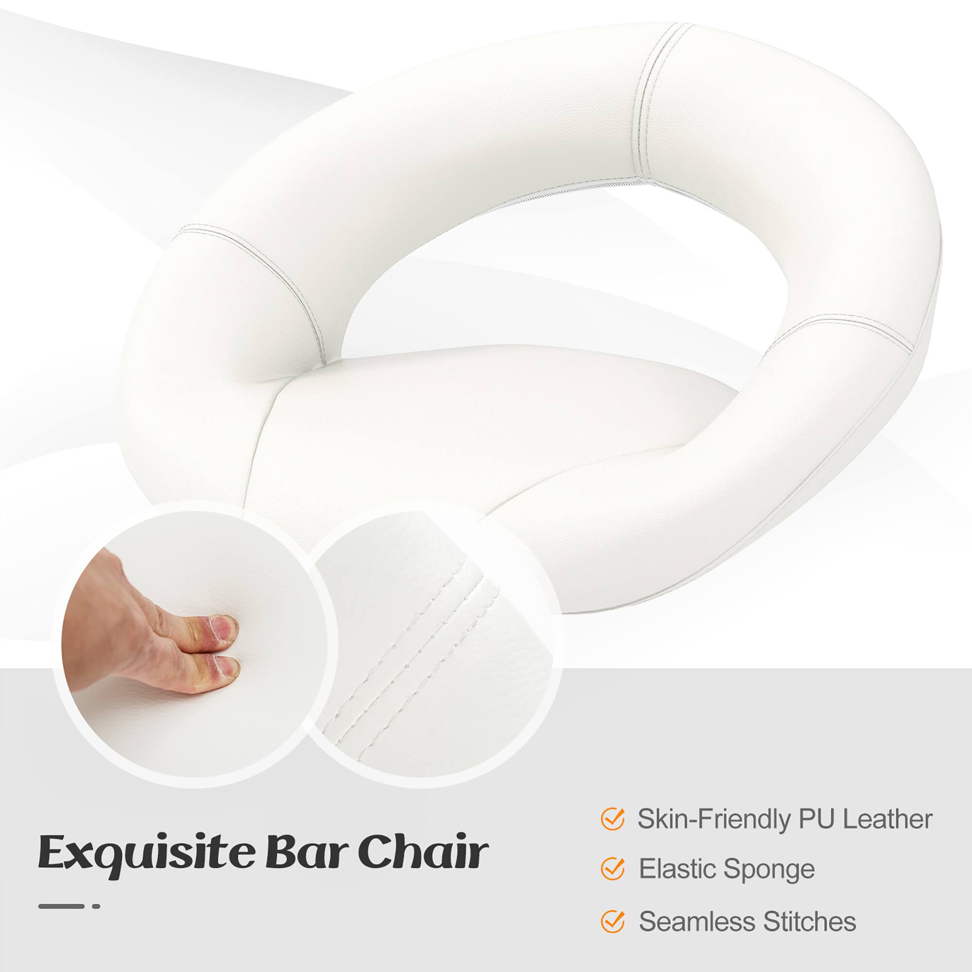 Exquisite Bar Chair

- Skin-Friendly PU Leather
- Elastic Sponge
- Seamless Stitches